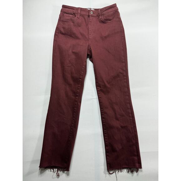 Vervet Women's Straight Leg Raw Hem Maroon Stretch Denim Jeans - Size 28x27 - Picture 1 of 4